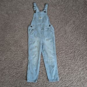 OshKosh B'gosh Hickory Stripes with Floral Accents Overalls 4T